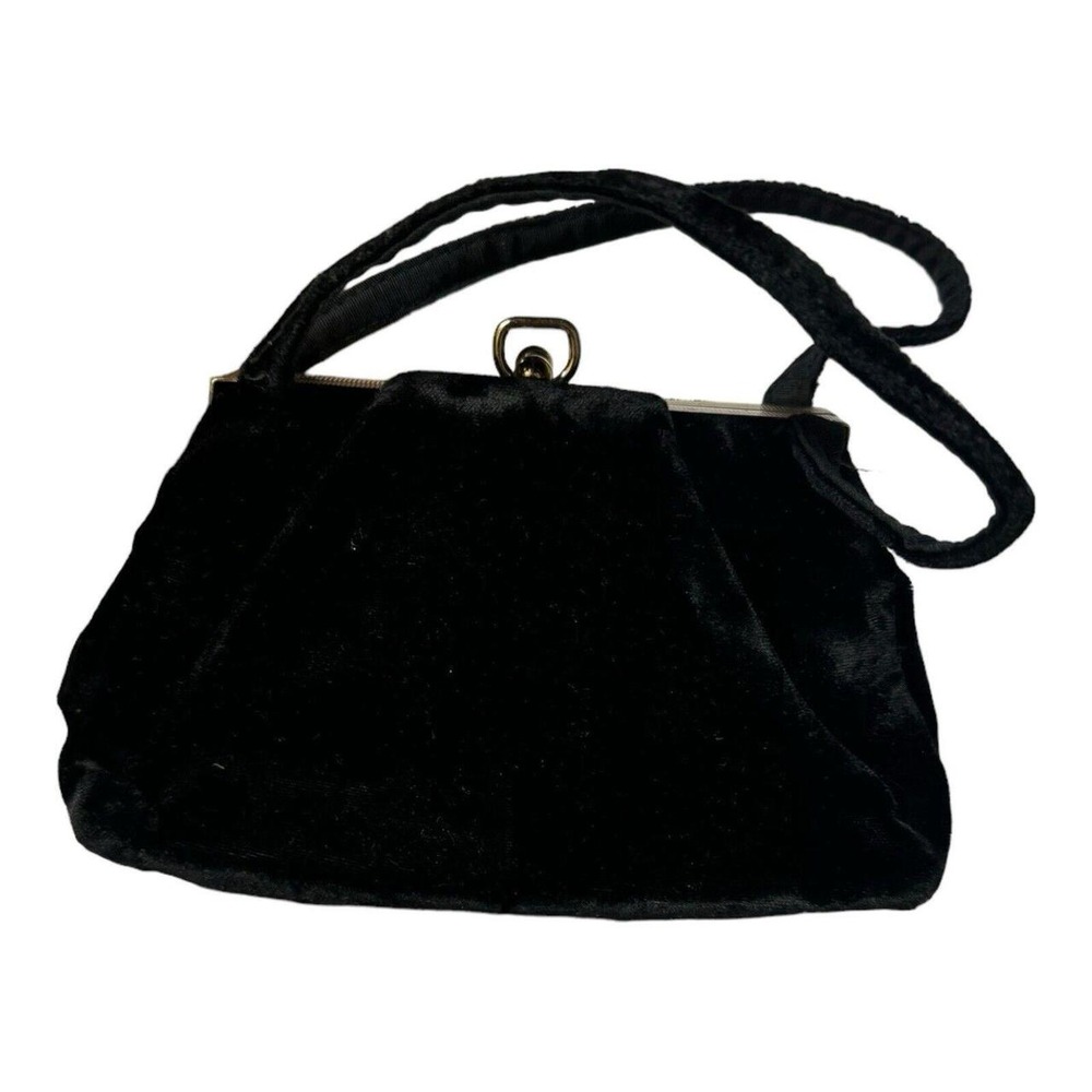 Black Velvet Clutch Evening Bag Snap Closure Cocktail Purse